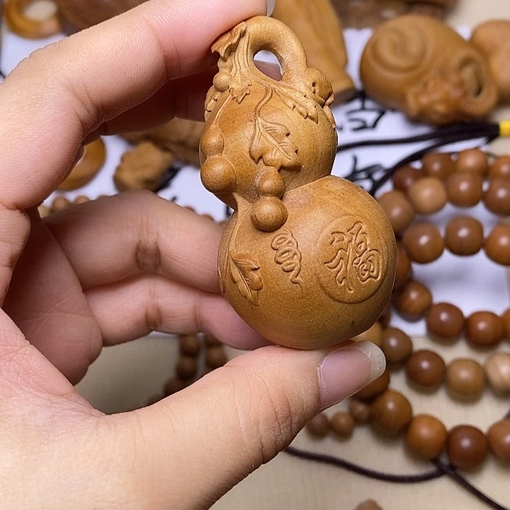 手串/手链檀香木老山檀香雕刻福字大葫芦