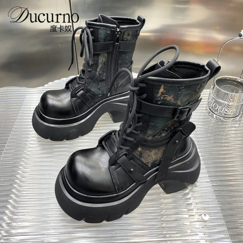 松糕厚底复古做旧英伦风女秋季马丁靴靴子女款马丁靴女春秋单靴