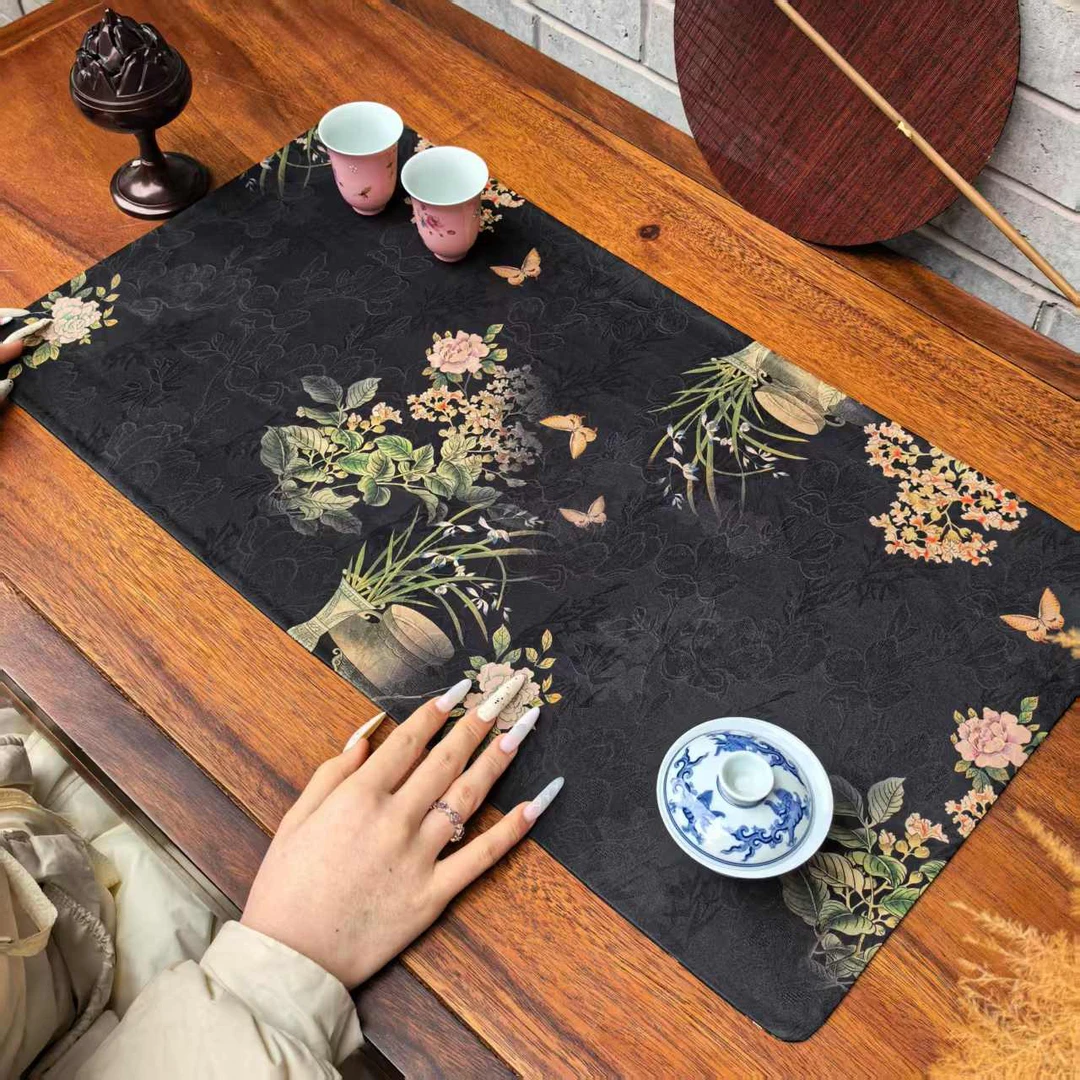 云纱双面65-35干泡茶席新中式家用禅意茶桌垫壶垫杯垫