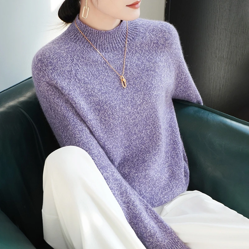 新年战袍款 7针3股加厚百搭花纱半高领针织衫