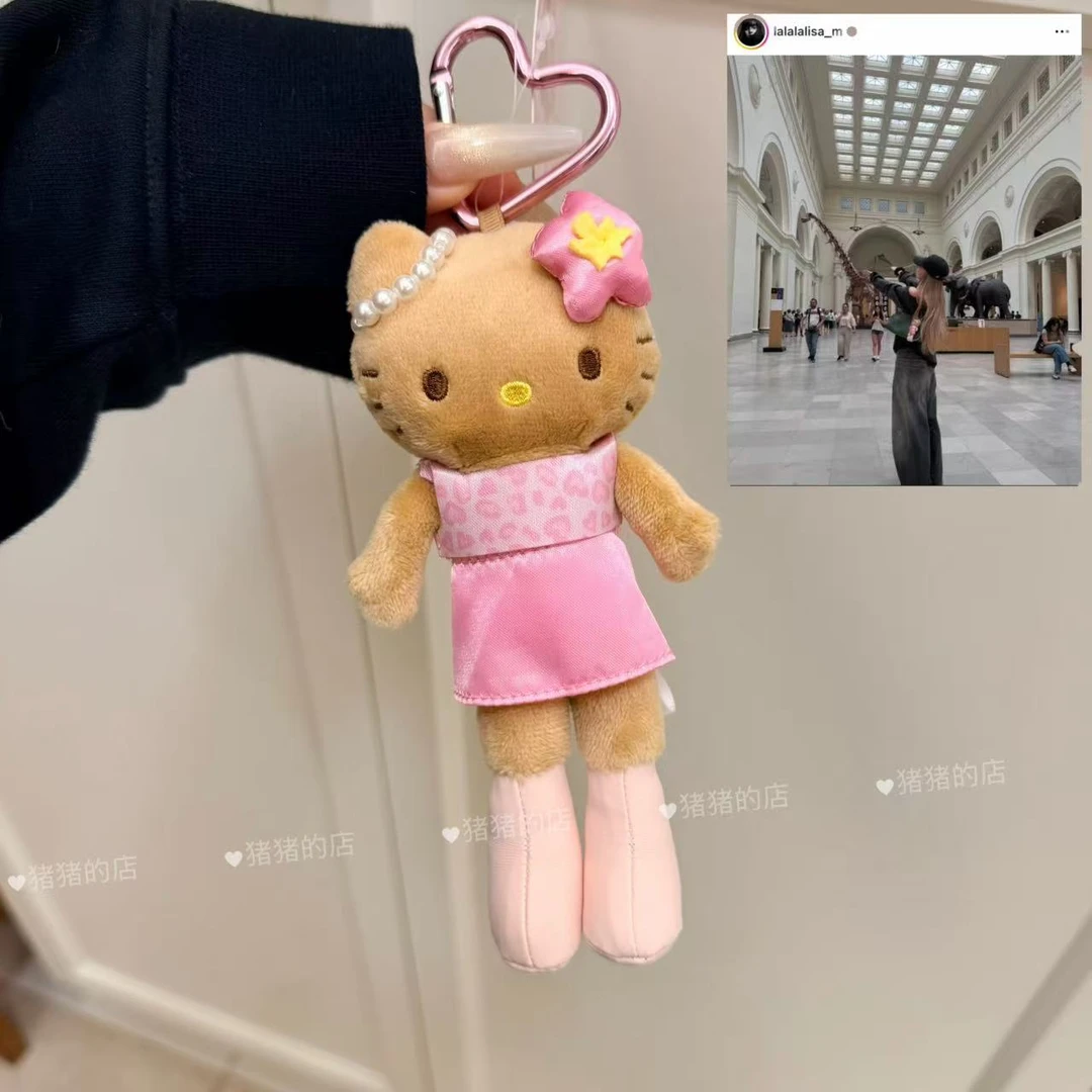 【日本正品】lisa同款三丽鸥联名NIC黑皮粉豹纹长腿kitty挂件