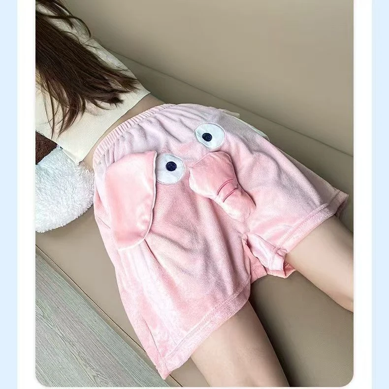 夏季新款卡通动物短裤宽松男女同款潮牌学生搞怪飞天小象睡裤