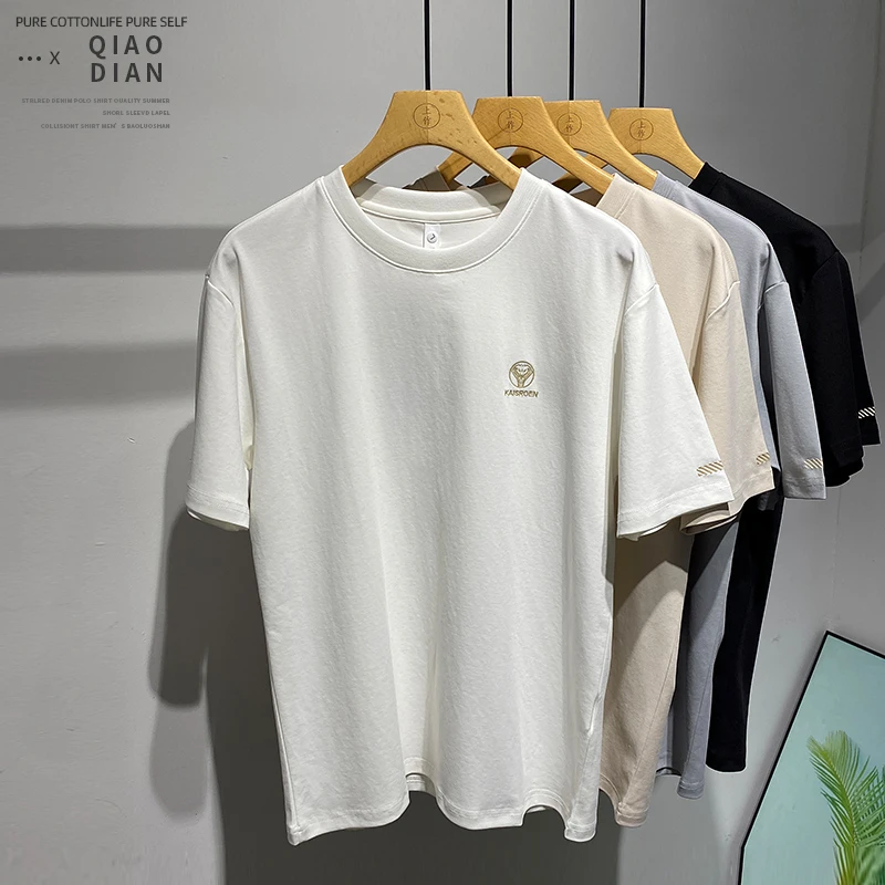 百搭轻奢时尚印花拼接个性水洗圆领上衣夏季男士潮流帅气短袖T恤
