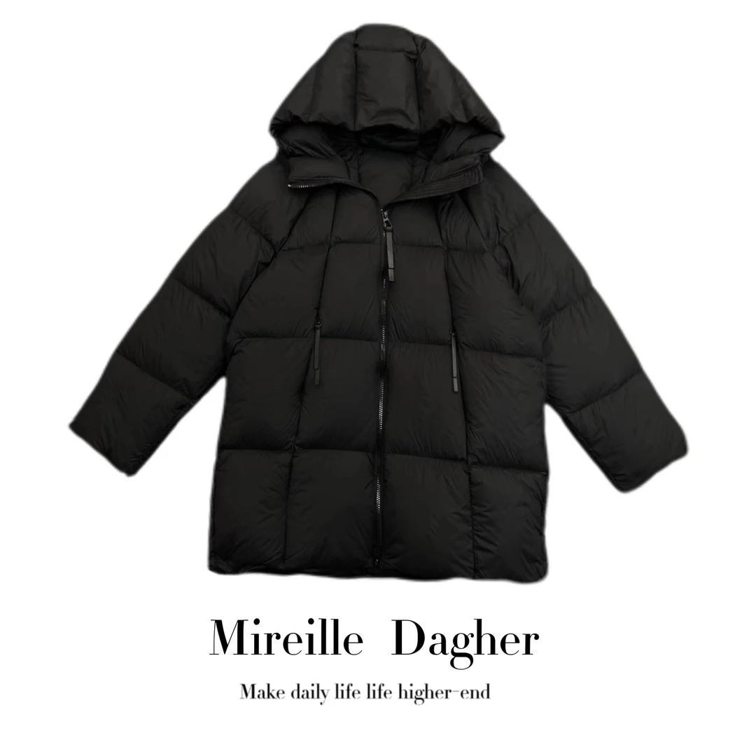 米莱Jiaer/新款时尚连帽包拉链中长款休闲羽绒服25698861