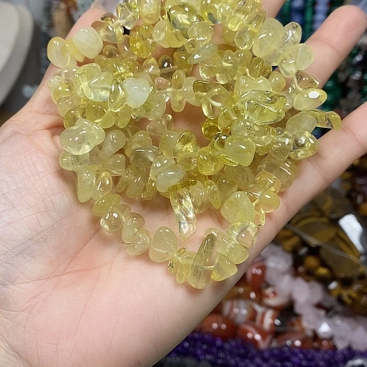 玛瑙/玉髓未镶嵌珠宝半成品天然柠檬晶绕手4圈