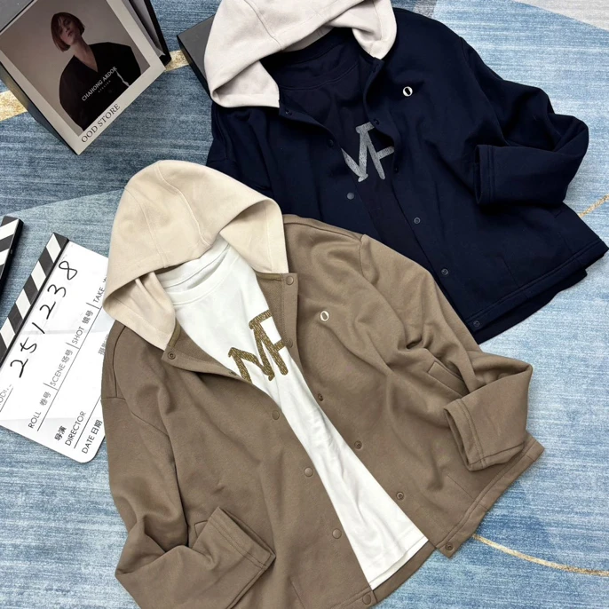 菲玛掂251238正品2025秋装新款时尚休闲显瘦连帽卫衣女装外套开衫