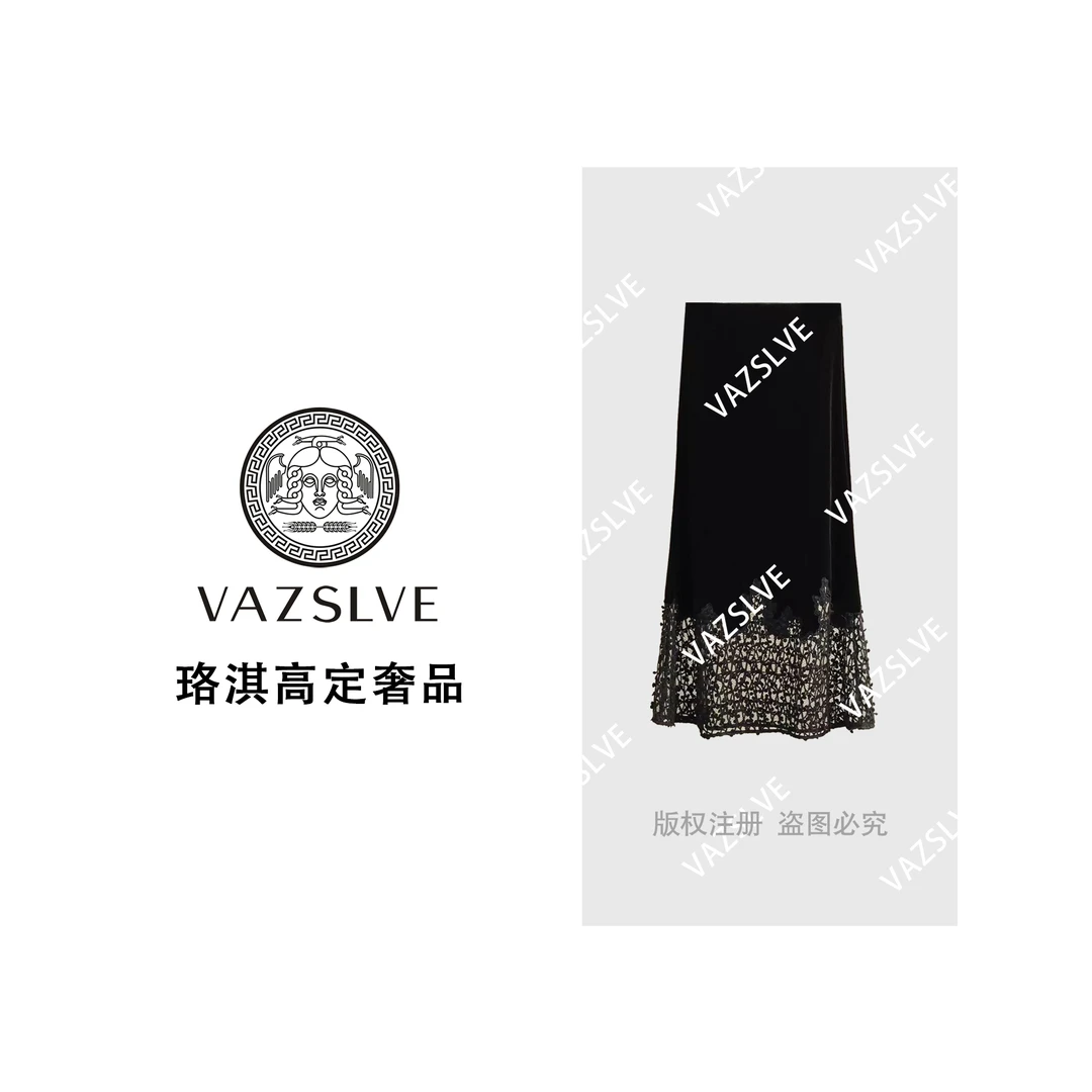 【VAZSLVE/珞淇高定】新款百搭蕾丝时尚甜美高腰半身裙Q9855