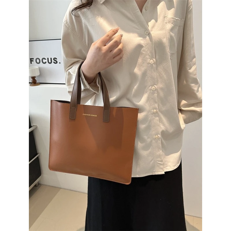 新款简约2025夏韩版大容量早春纯色休闲手提质感腋下单肩手提包女