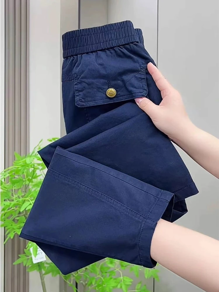 秋季哈伦裤女长裤薄款高腰大码裤子休闲风微弹高弹常规款女款