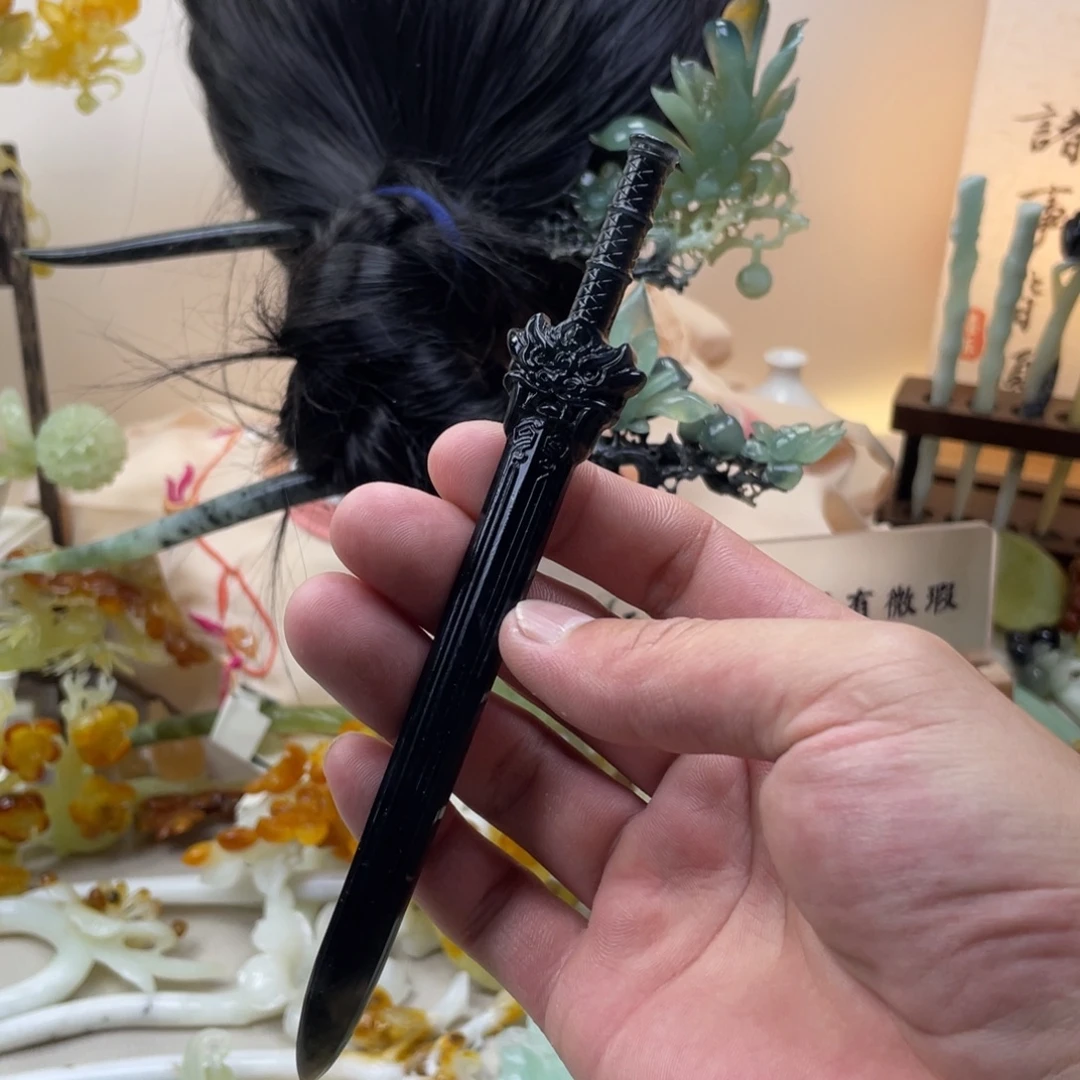 蛇纹石玉合金发饰发簪