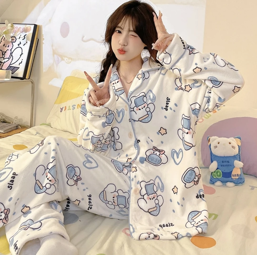 秋冬季新款可爱加绒加厚宽松长袖显瘦无束缚可外穿居家女士家居服