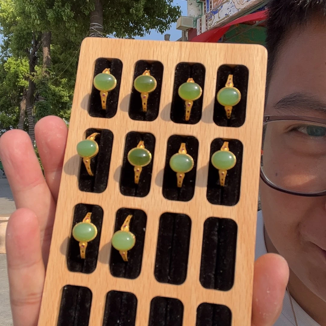 和田玉银S925镶嵌颈饰和田玉碧玉戒指