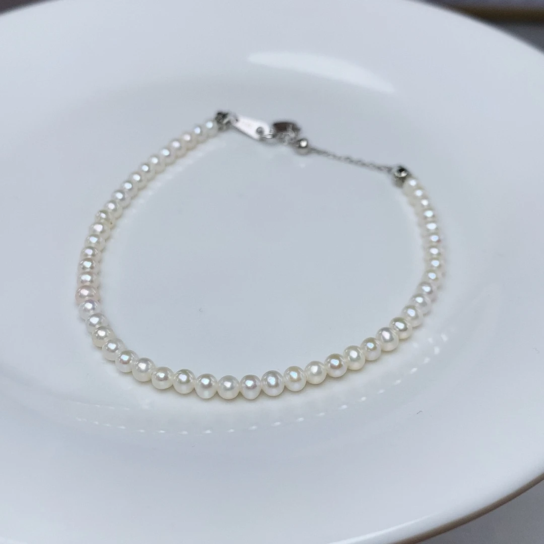 淡水珍珠银S925镶嵌耳饰3.5mm孤品