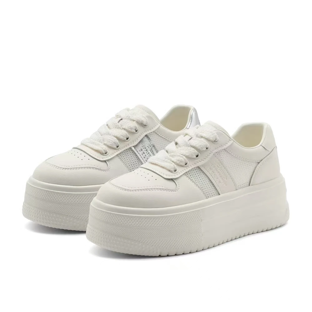 厚底小白鞋系带透气时尚休闲鞋少女平底鞋女鞋夏季时尚修面皮