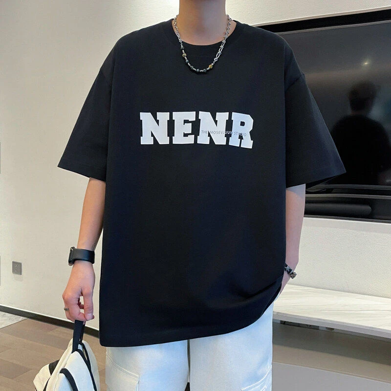 爆款潮男精梳棉纯棉T恤港风男夏季短袖男士印花棉