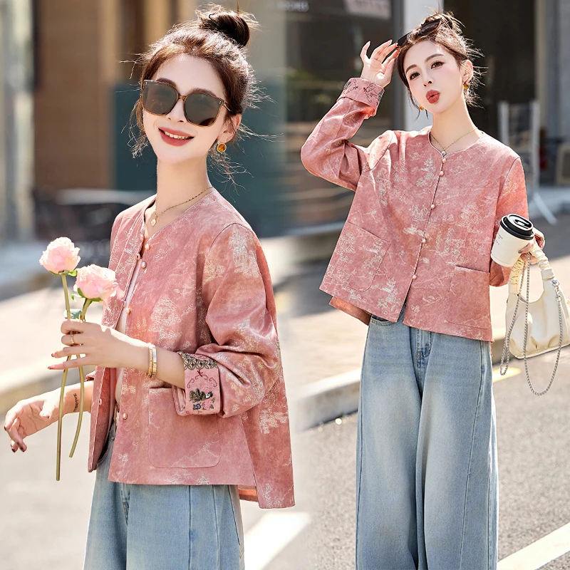 小个子新中式国风复古盘扣洋气气质休闲短款上衣外套女春季爆款