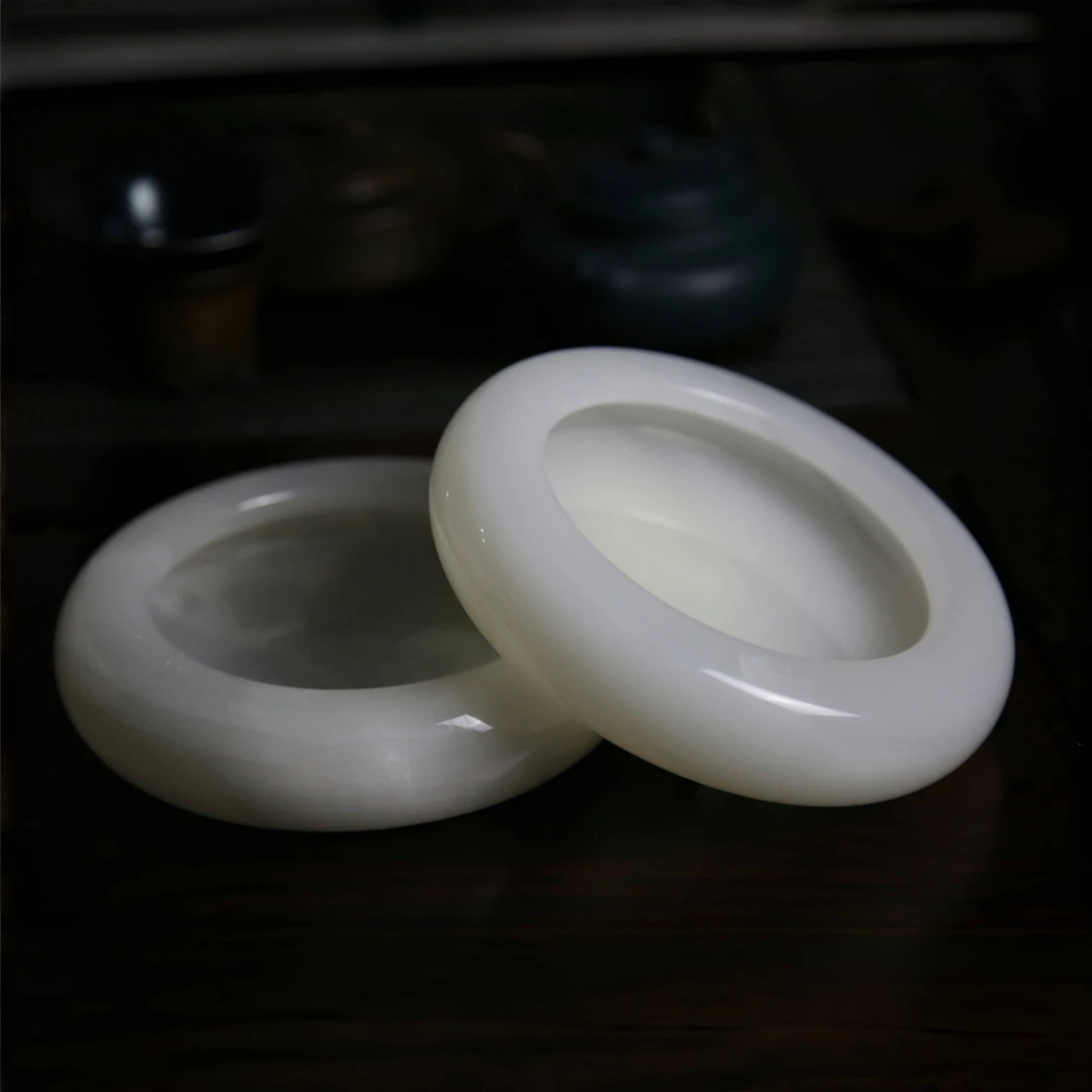 【德玉诚】烟灰缸/天然阿富汗白玉高档轻奢家用办公室客厅工艺摆件