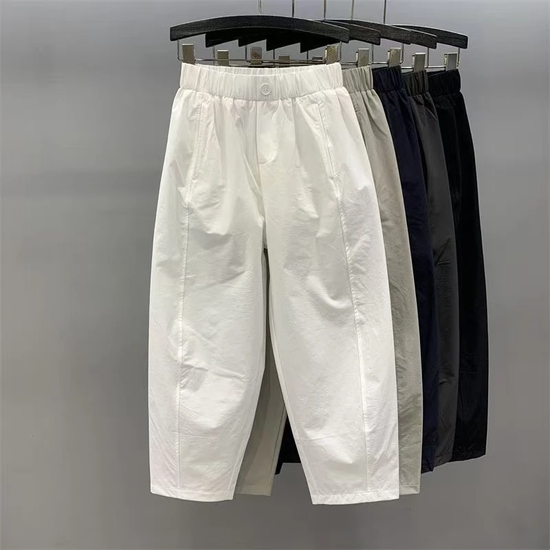 今年流行小个子休闲裤女夏季新款哈伦裤百搭萝卜裤高腰显瘦八分裤