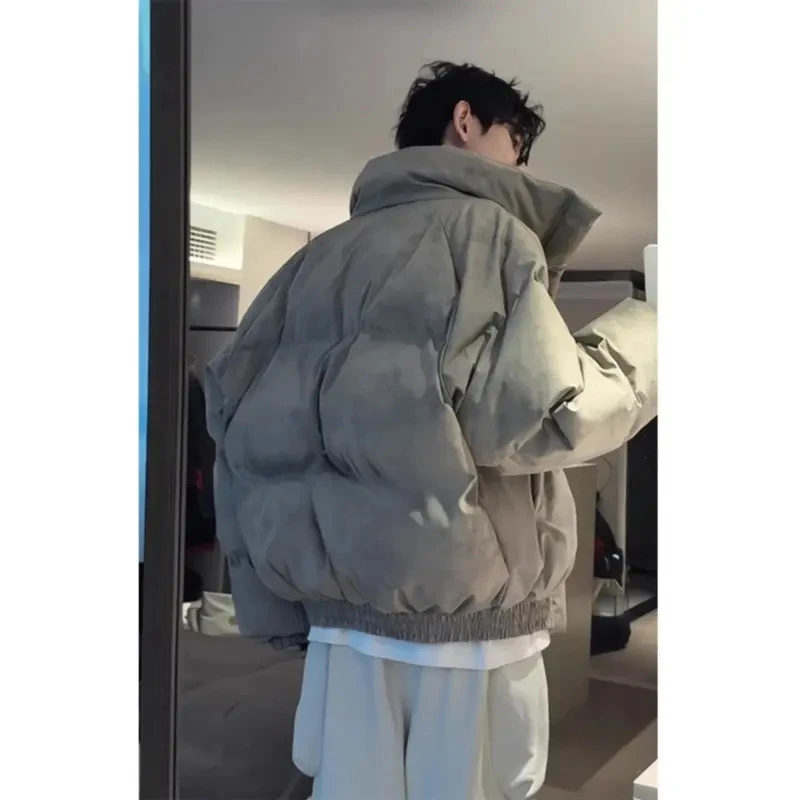 短款扎染脏脏棉服男冬季高级感加厚面包服美式cleanfit皮棉袄外套