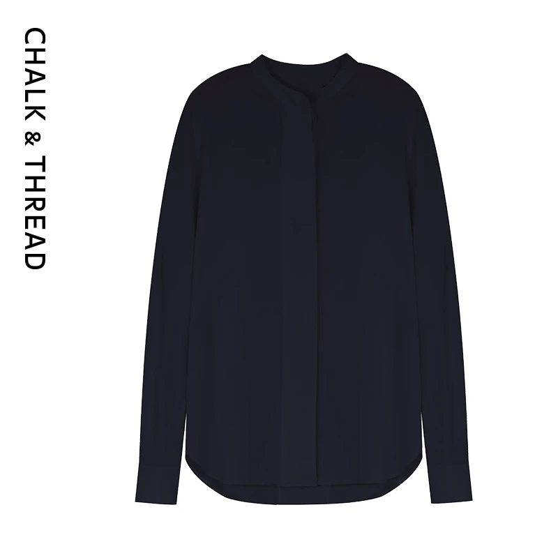 CHALK&THREAD小立领衬衫女士长袖时尚上衣