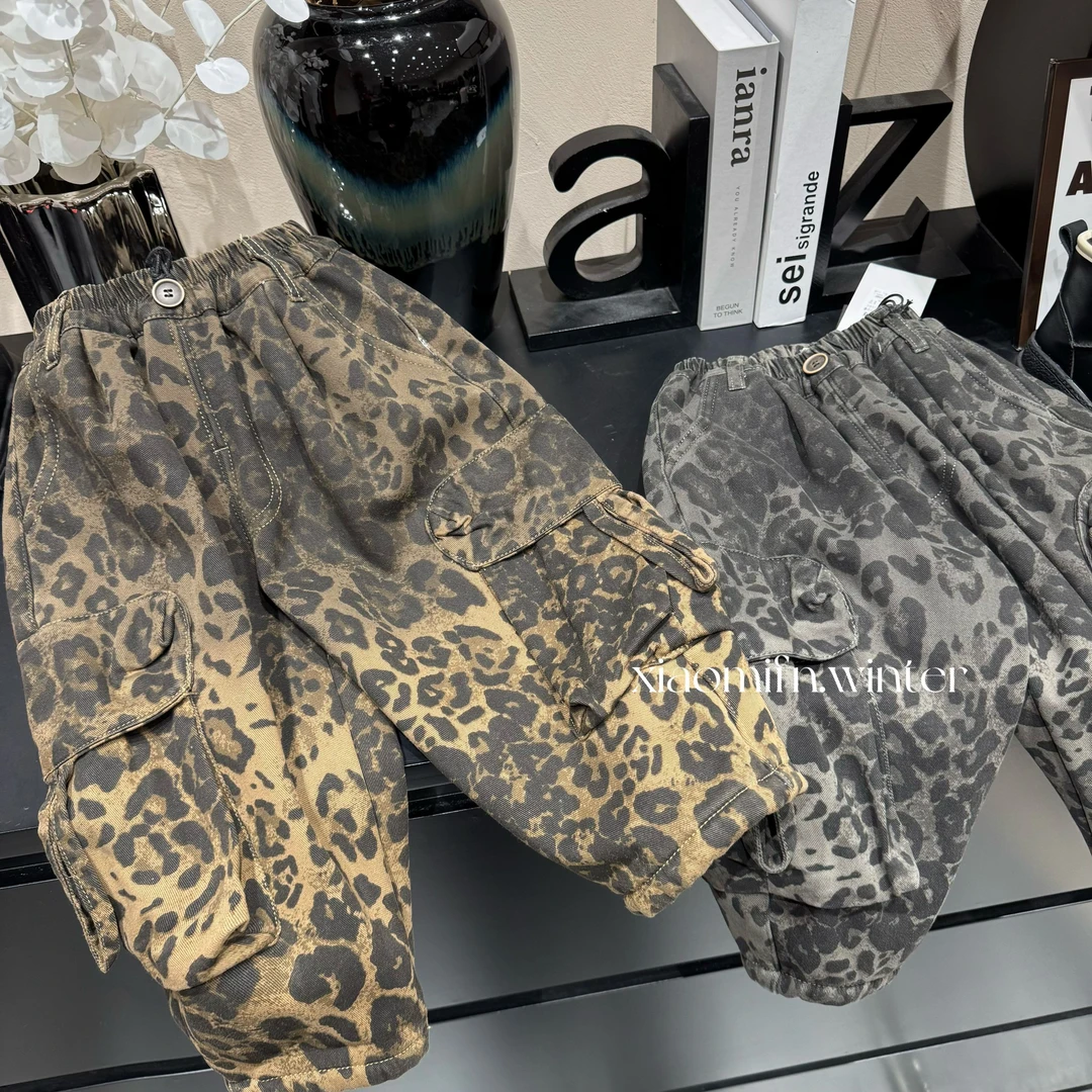 现货〃韩版男童2024秋冬款潮牌加绒灯笼长裤靴裤休闲卫裤F2101