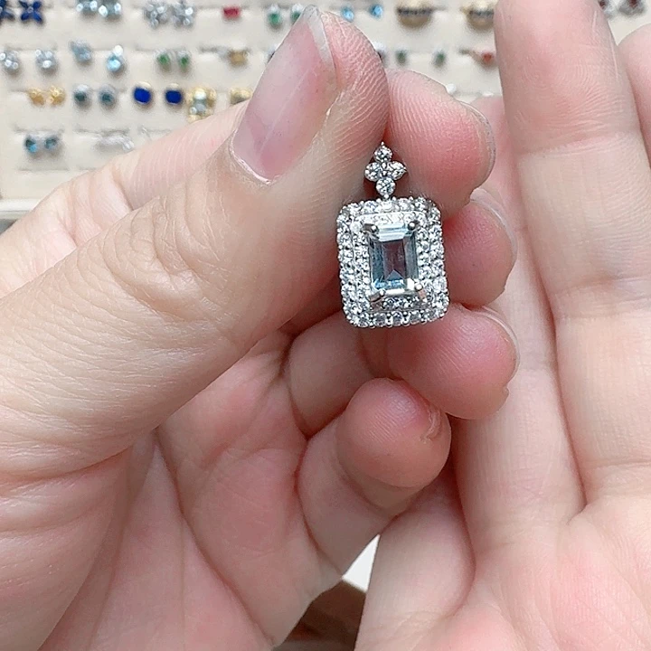 海蓝宝石吊坠(不含链)银S925镶嵌吊坠82