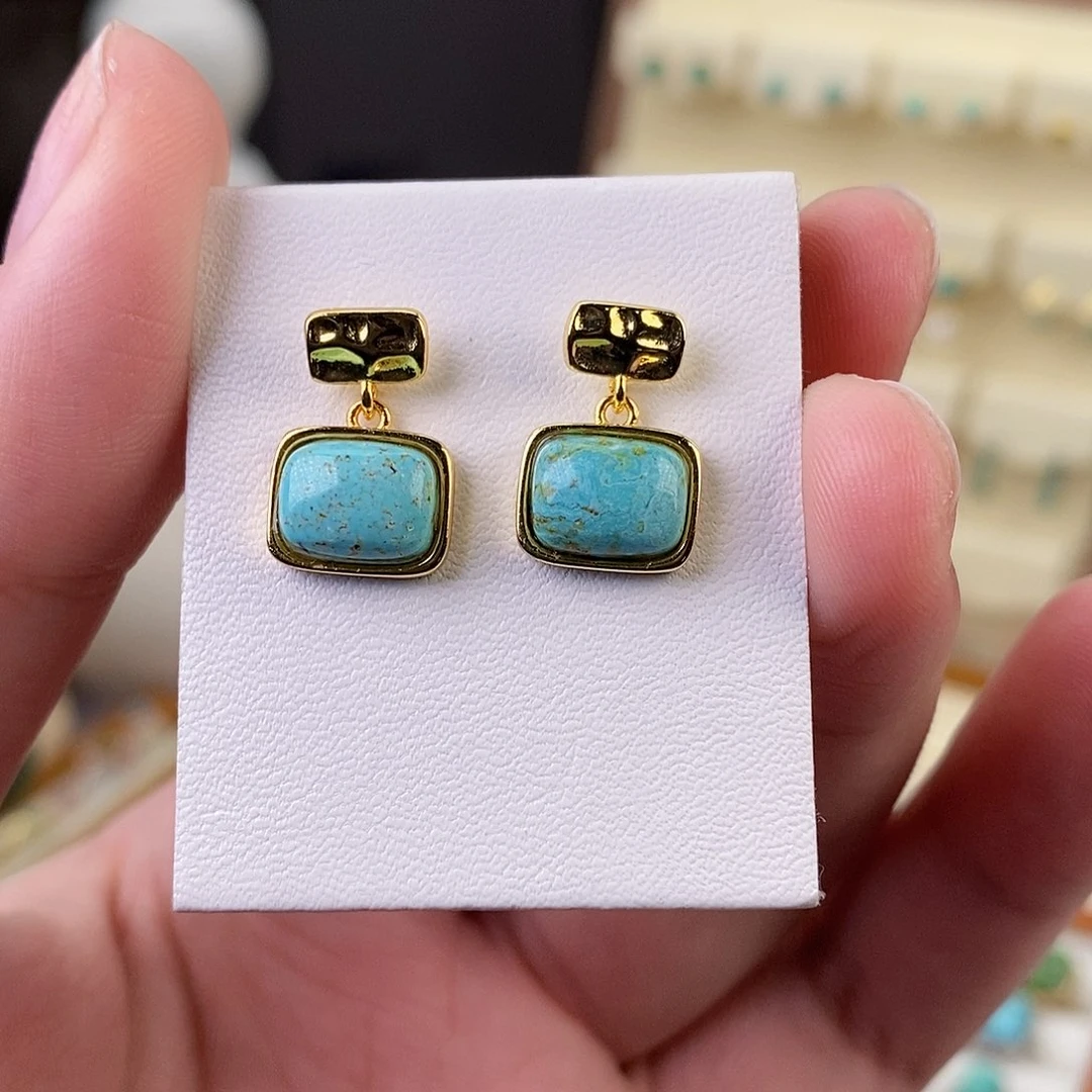 绿松石耳饰合金失***…