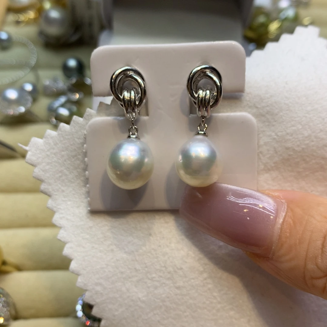 银S925镶嵌耳饰海水珍珠
