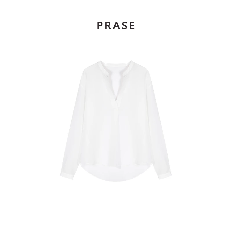 PRASE·噜【仲夏晚风】微胖轻奢设计款春白色醋酸桑蚕丝衬衫PR502B20