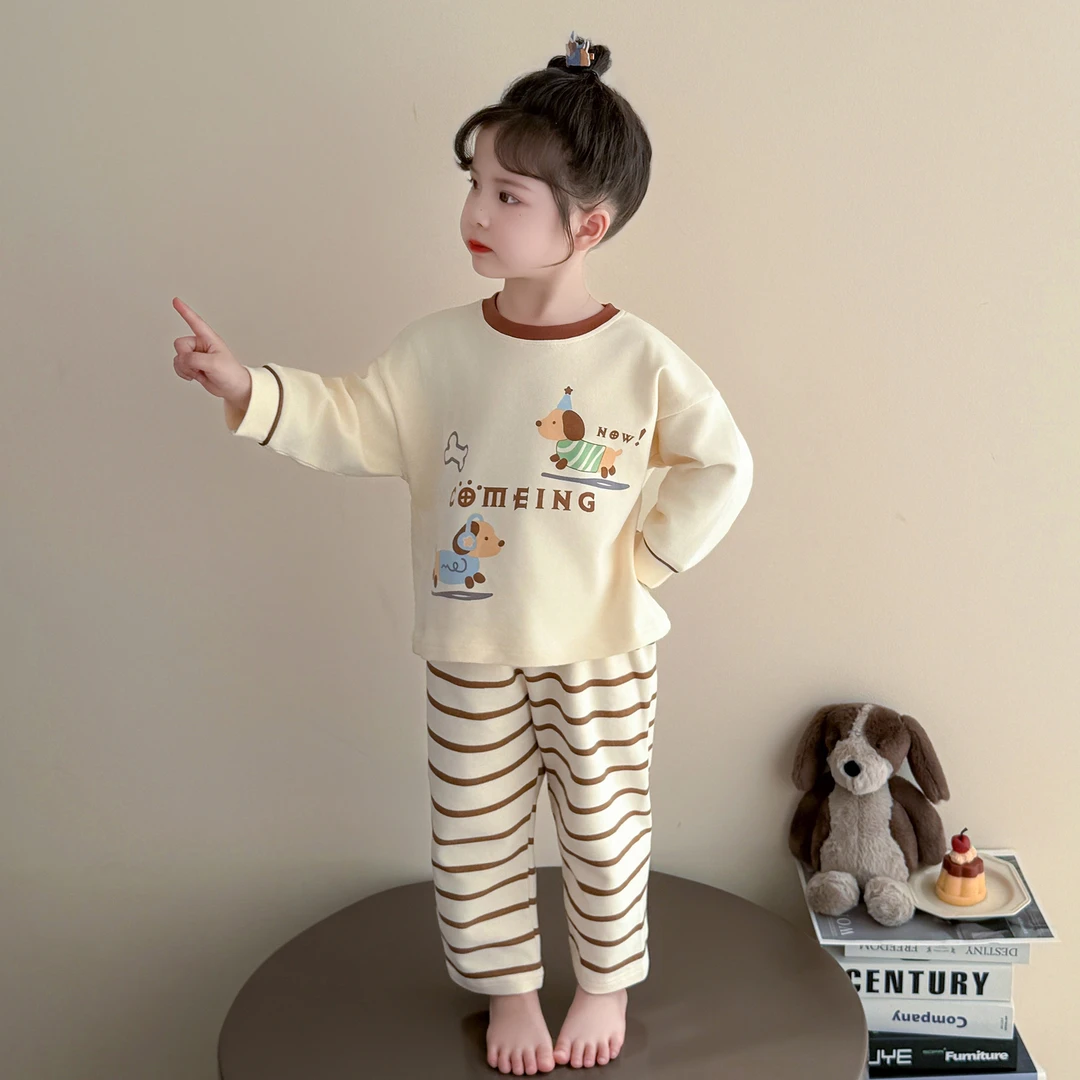 1-6岁儿童纯棉睡衣套装春秋季洋气套头女童宝宝家居服A类全棉秋衣