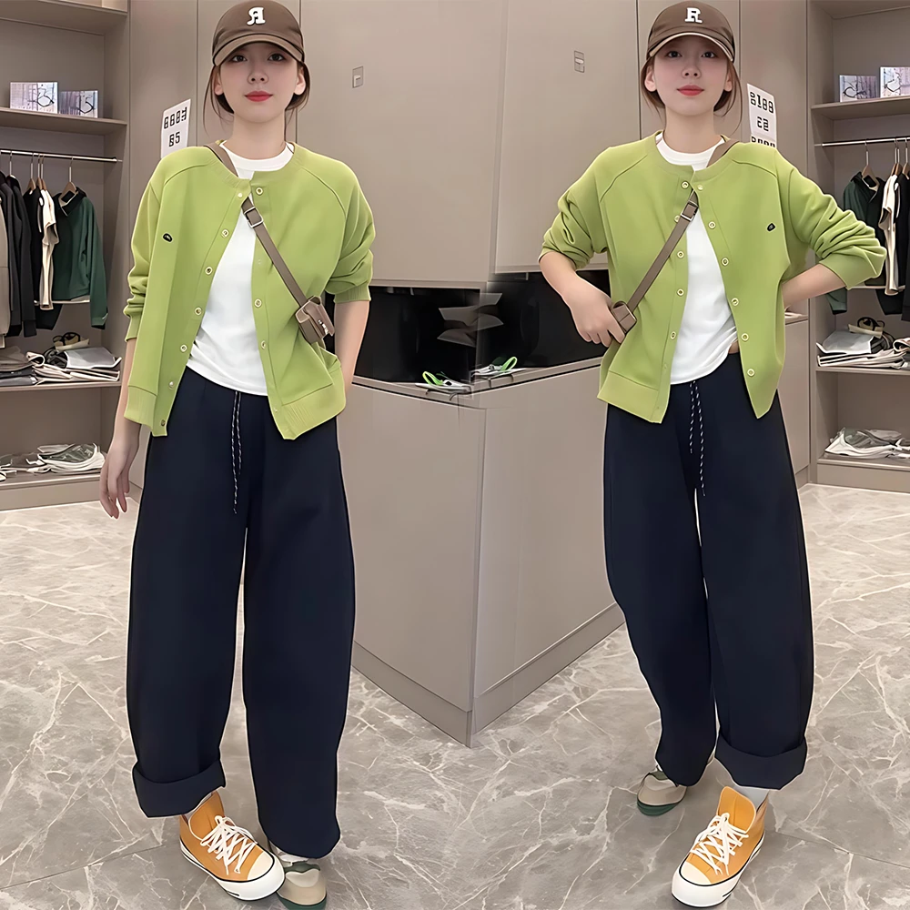 女装早秋套装2025新款网红爆款洋气外套网红针织休闲裤两件套女