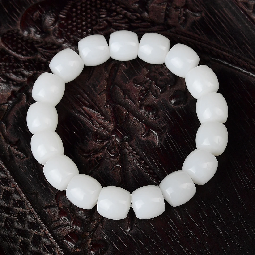 天然和田玉羊脂玉直切老型珠 苹果珠 路路通 手串手链