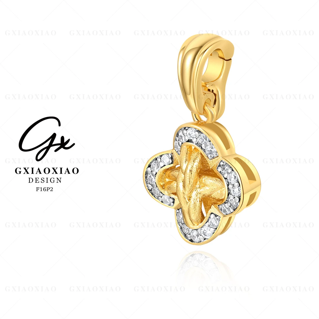 G XIAOXIAO 镀K金 【麻花四叶】时尚气质百搭经典吊坠 F16P2