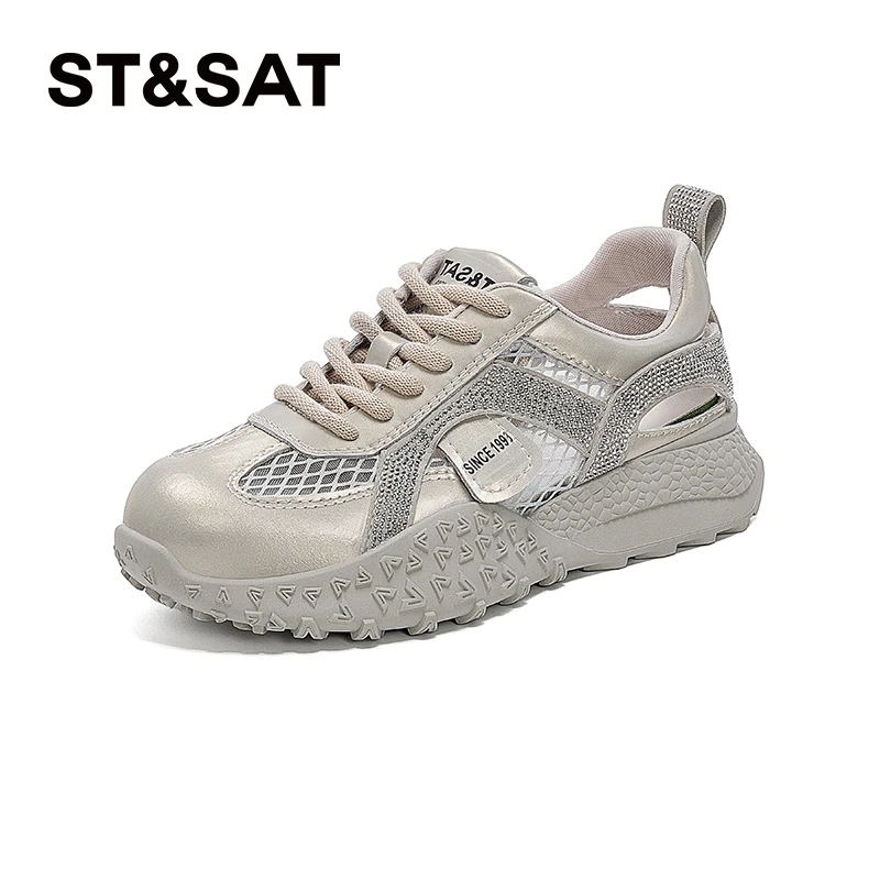 星期六时尚镂空老爹鞋女2025夏季新款网面透气百搭潮流运动休闲鞋