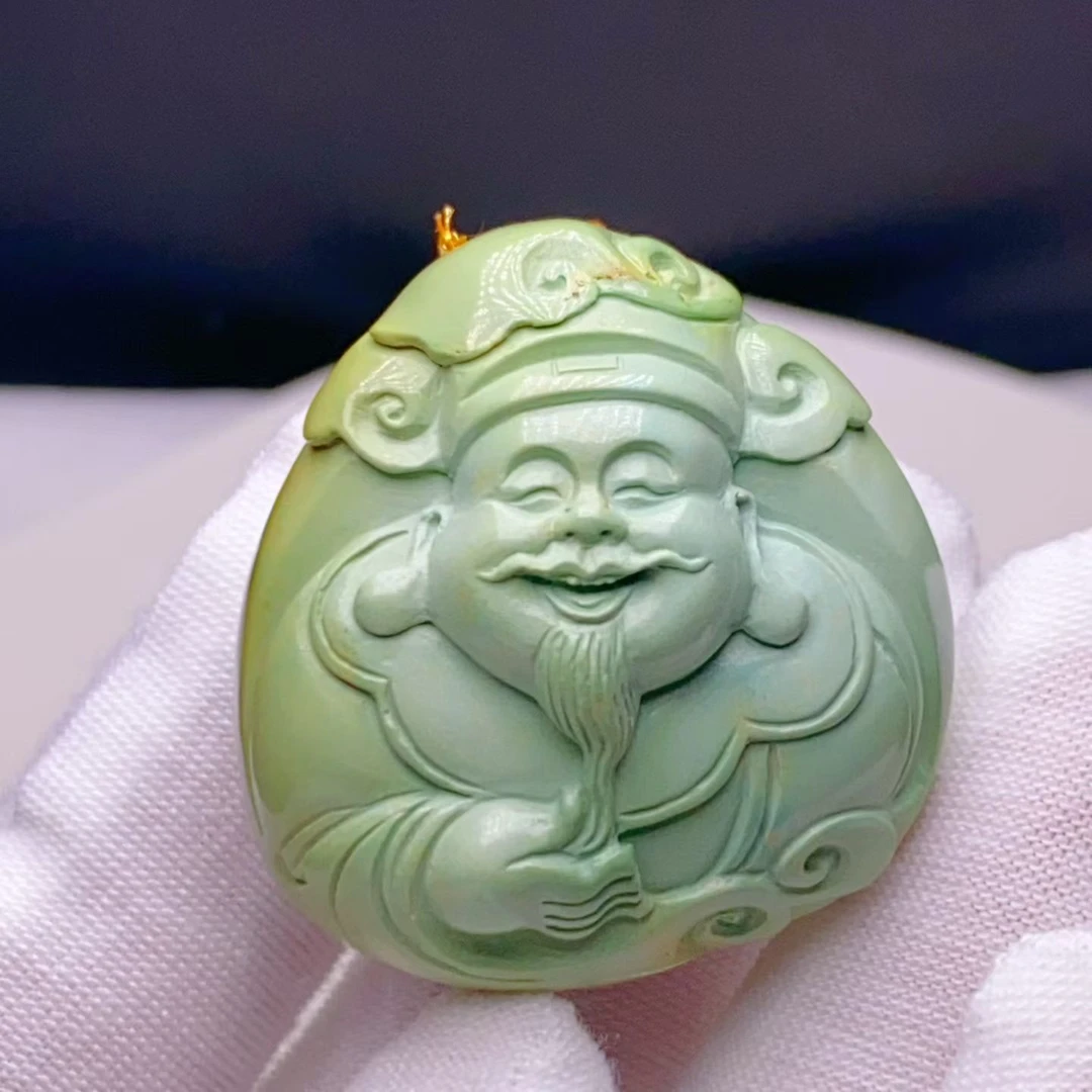 原矿高瓷精工雕刻立体黄财神