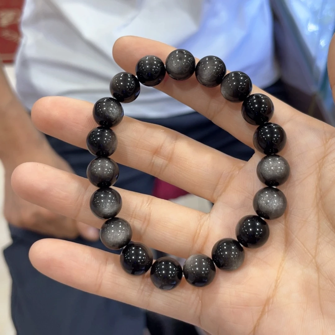 黑曜岩未镶嵌手串