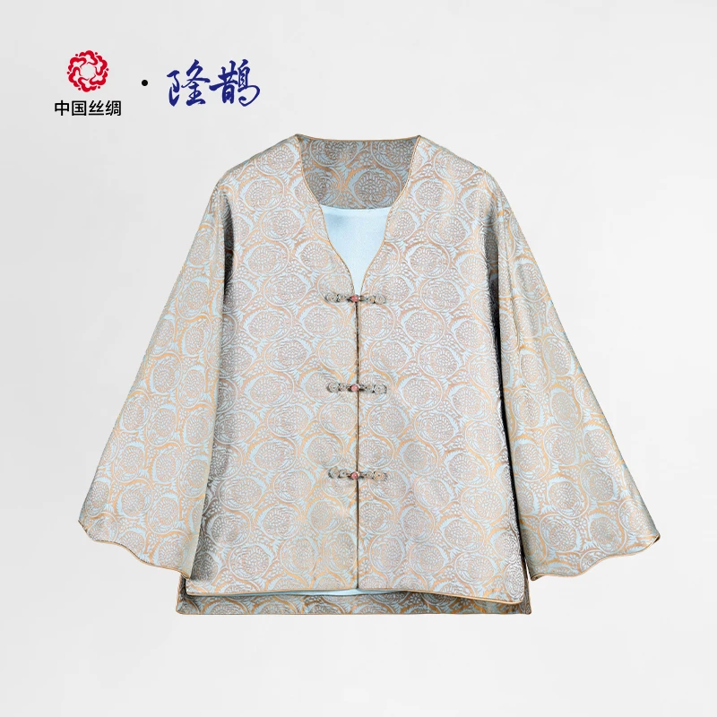 中国丝绸宋锦【翠蔓流光】隆鹊中式大气设计日常通勤时尚正品女装