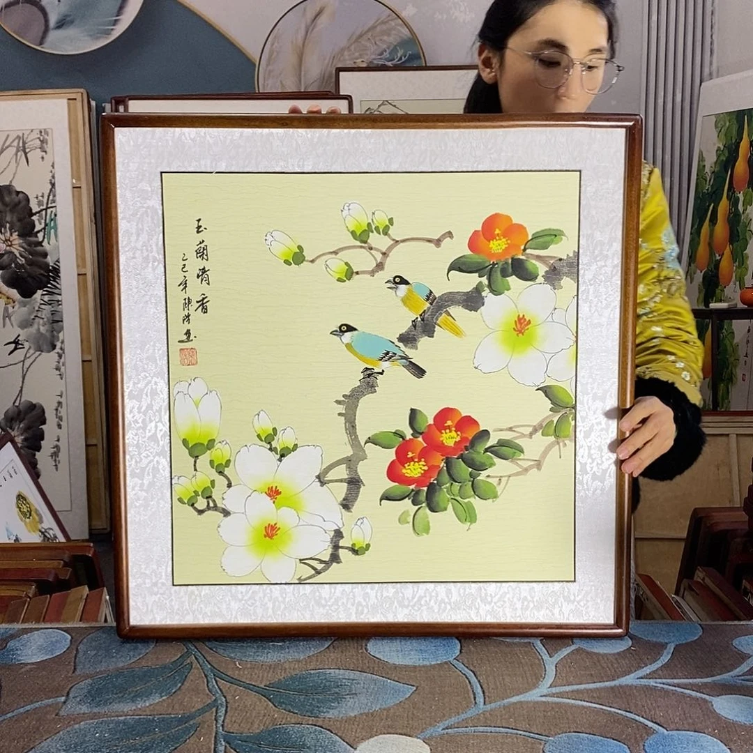 国画62✖️62厘米带框包邮国画作品