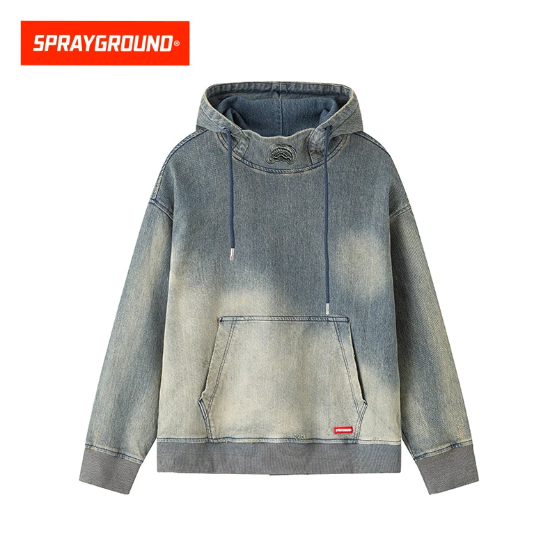 SPRAYGROUND鲨鱼嘴牛仔连帽卫衣长袖休闲美式渐变套头XB WE113301