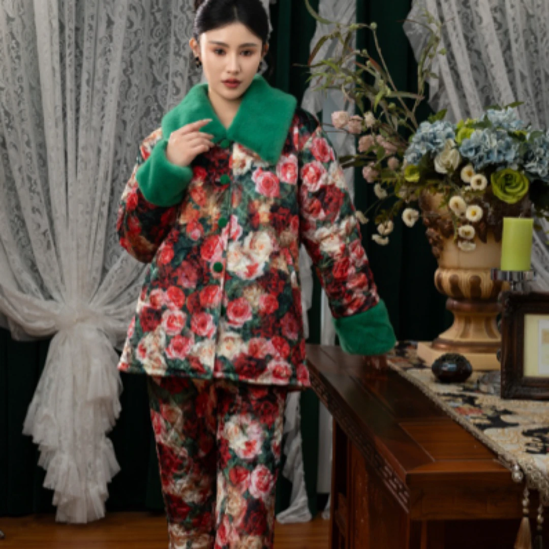 邑夏公主睡衣三层加厚家居服可外穿N0041