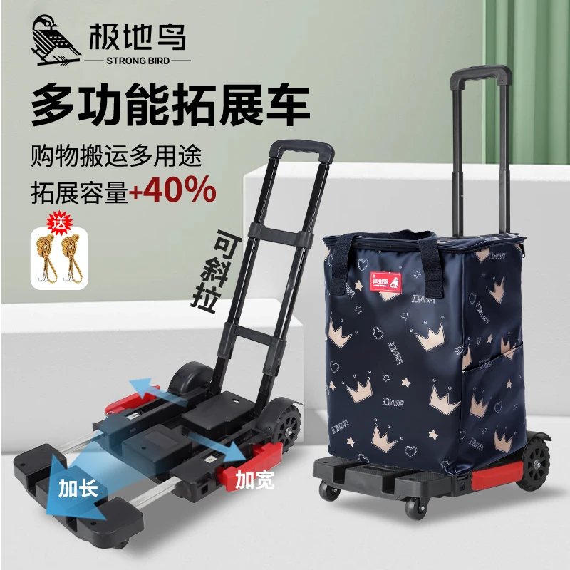 便携式出行老人购物手拉买菜车大容量家用行李拉快递小推车