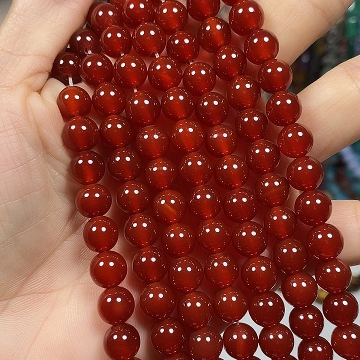 玛瑙/玉髓未镶嵌珠宝半成品A级红玛瑙卡8mm