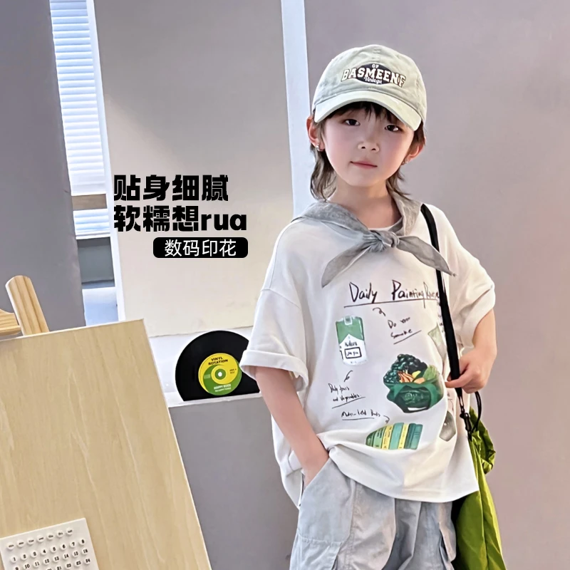 新品儿童短袖T恤夏季新款上衣洋气数码印花t男孩潮 5038233O5