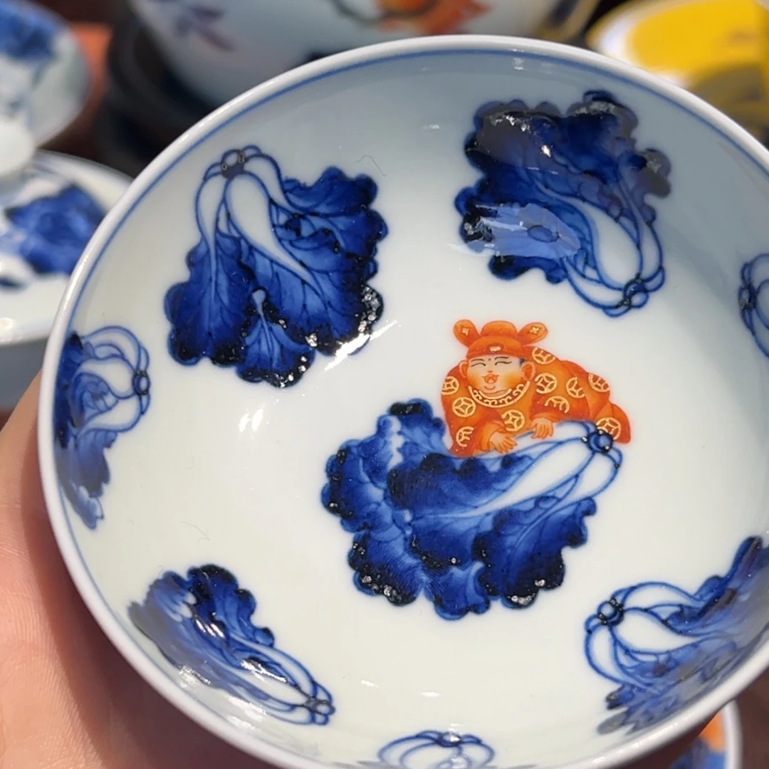 青花雯华堂手绘杯杯