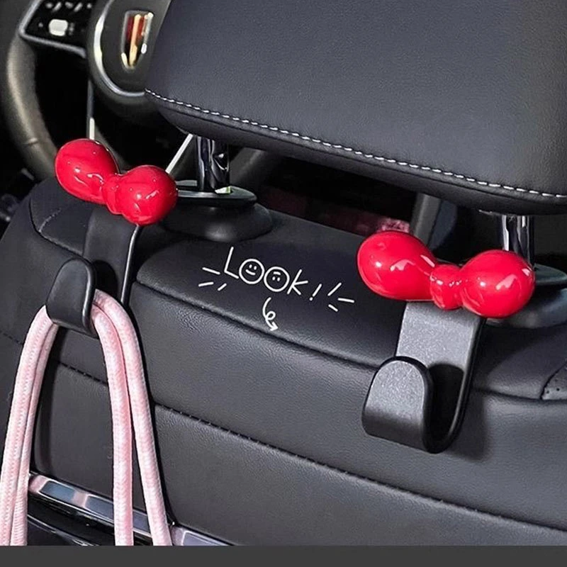多巴胺蝴蝶结汽车椅背挂钩车内收纳粉色车载好物新车礼物女