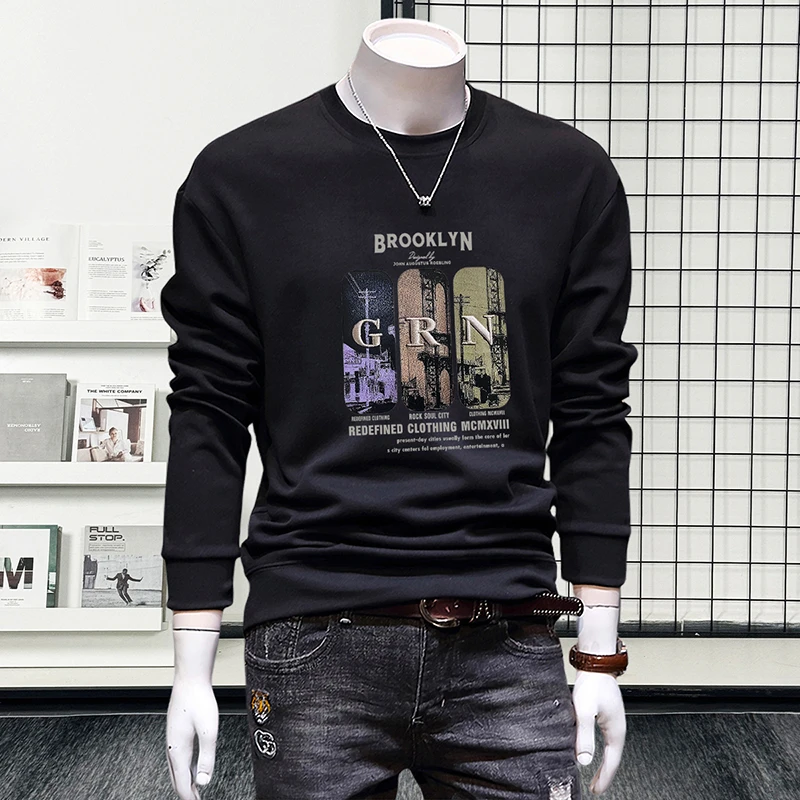 卫衣男款圆领2025秋季潮牌衣服休闲百搭印花长袖内搭外穿品质男装