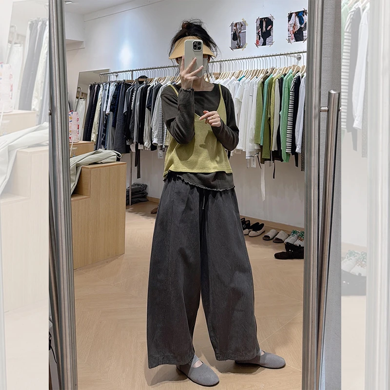 巨好看的早秋一整套穿搭韩系休闲针织吊带背心上衣套装出游服装女