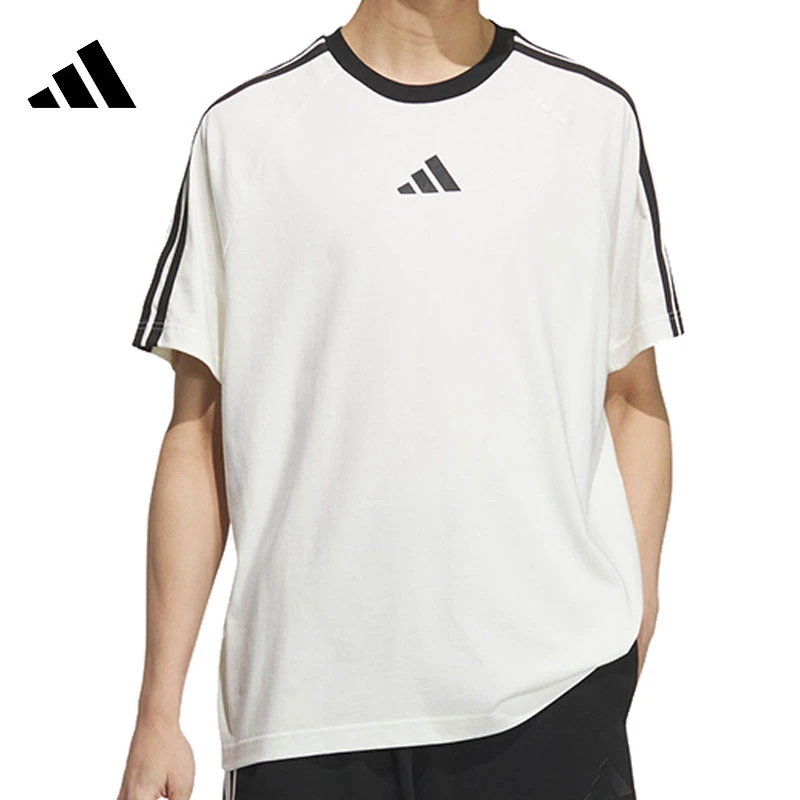 adidas阿迪达斯男子运动休闲短袖T恤KC3867男款白色夏季半袖圆领