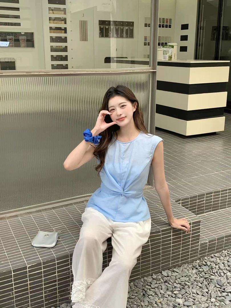 〖蕙子严选〗XZFS 86015新款无袖系带短T恤