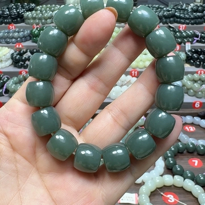 未镶嵌手链和田玉新疆且末蓝直切卡14